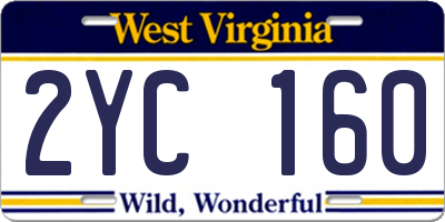 WV license plate 2YC160