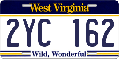WV license plate 2YC162