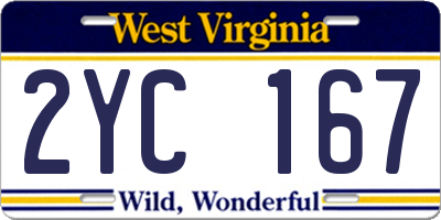 WV license plate 2YC167