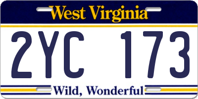 WV license plate 2YC173