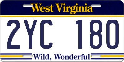 WV license plate 2YC180