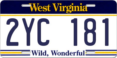 WV license plate 2YC181