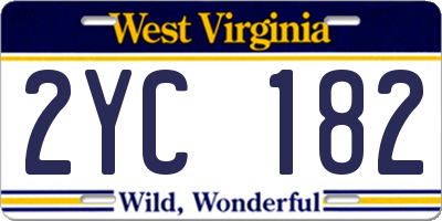 WV license plate 2YC182