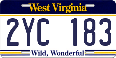 WV license plate 2YC183