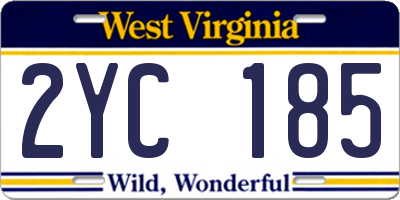 WV license plate 2YC185