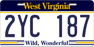 WV license plate 2YC187
