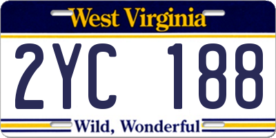 WV license plate 2YC188
