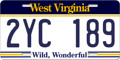 WV license plate 2YC189