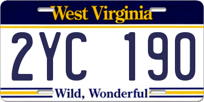 WV license plate 2YC190