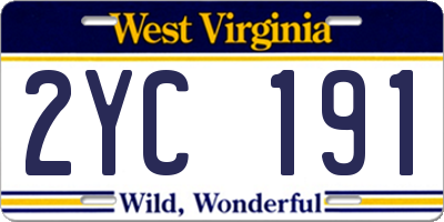 WV license plate 2YC191
