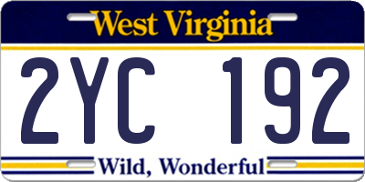 WV license plate 2YC192