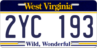 WV license plate 2YC193