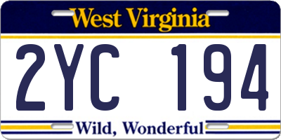 WV license plate 2YC194