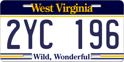 WV license plate 2YC196
