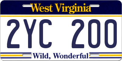 WV license plate 2YC200