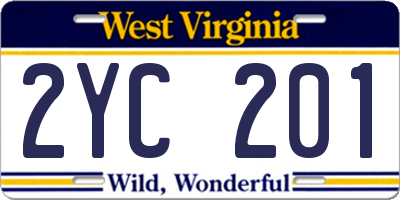WV license plate 2YC201