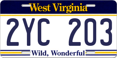 WV license plate 2YC203