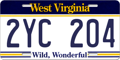 WV license plate 2YC204