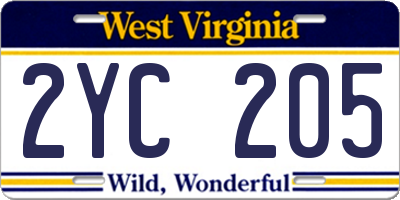 WV license plate 2YC205