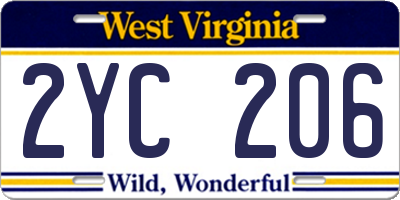 WV license plate 2YC206