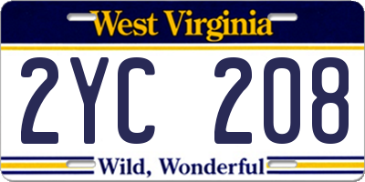 WV license plate 2YC208