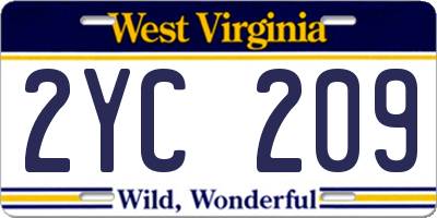 WV license plate 2YC209
