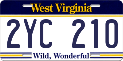 WV license plate 2YC210