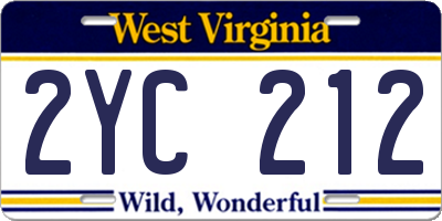 WV license plate 2YC212