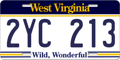 WV license plate 2YC213