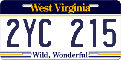 WV license plate 2YC215