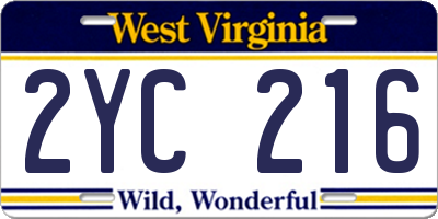 WV license plate 2YC216