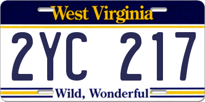 WV license plate 2YC217