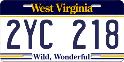 WV license plate 2YC218
