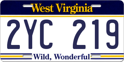 WV license plate 2YC219