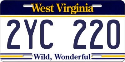 WV license plate 2YC220
