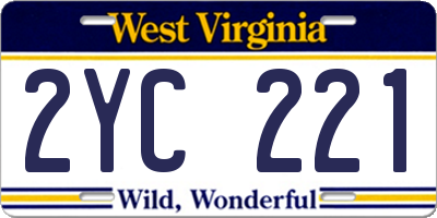 WV license plate 2YC221
