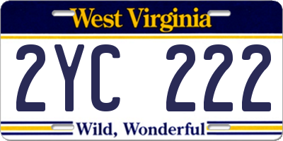 WV license plate 2YC222
