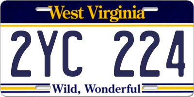 WV license plate 2YC224