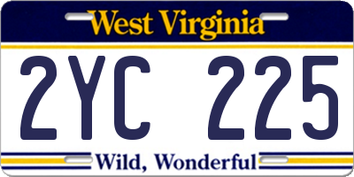 WV license plate 2YC225