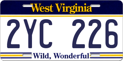 WV license plate 2YC226