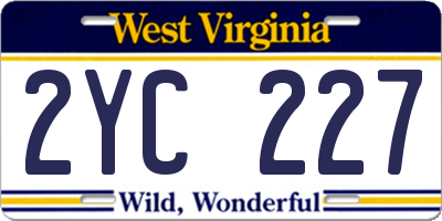WV license plate 2YC227