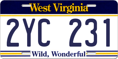 WV license plate 2YC231