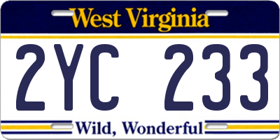 WV license plate 2YC233