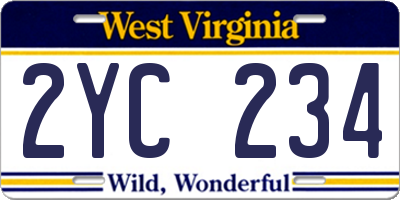 WV license plate 2YC234