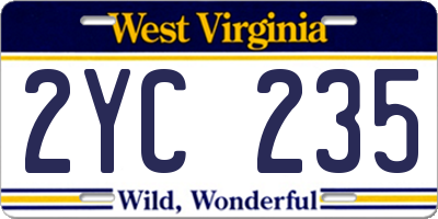 WV license plate 2YC235