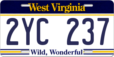 WV license plate 2YC237