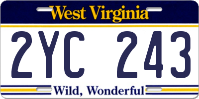 WV license plate 2YC243