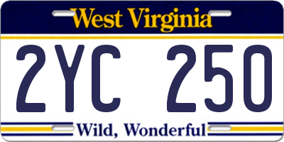WV license plate 2YC250