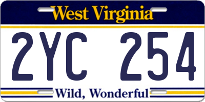 WV license plate 2YC254