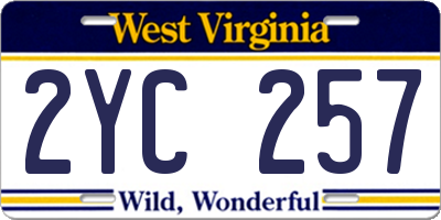 WV license plate 2YC257